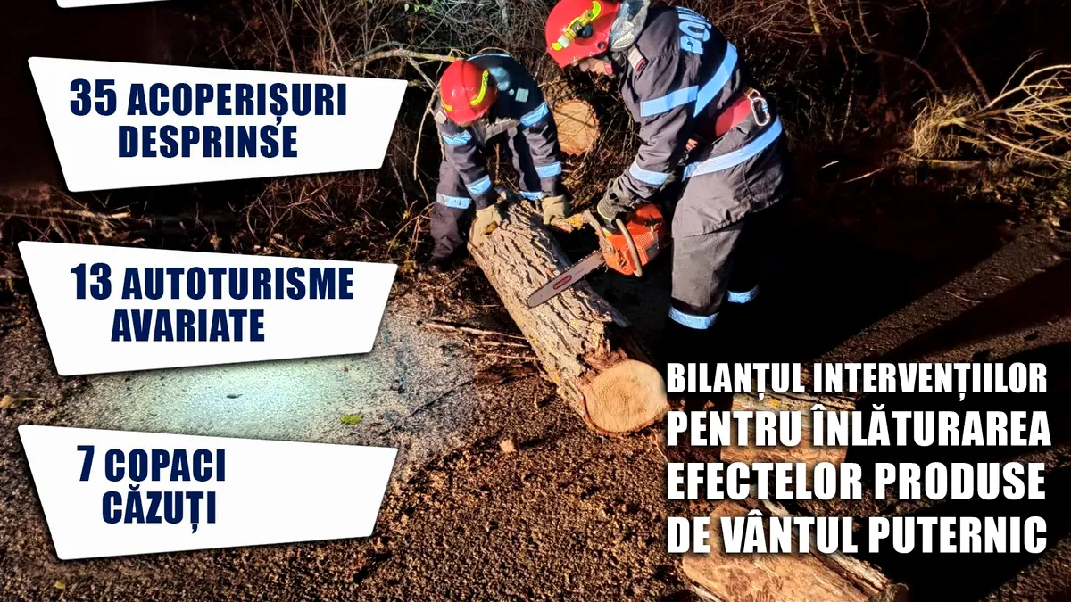 Bilanț după furtună: 13 mașini avariate și două drumuri naționale blocate