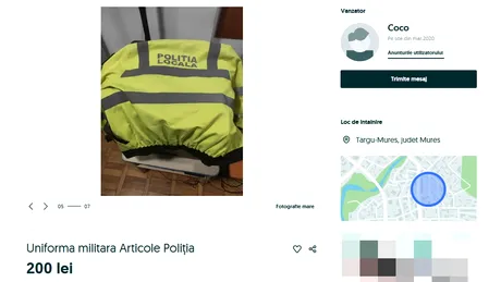 Cât costă uniforma unui polițist local. Un agent a vândut-o pe OLX!