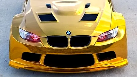 Tuning de vis sau de coşmar? BMW cu lambo-doors, vopsit auriu şi lăţit la maximum