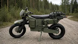 O motocicletă electrică tactică modulară cu trei baterii poate transporta încărcături grele pe o distanță de până la 200 de kilometri