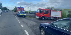Mașina pompierilor din Galați a intrat în șanț, după ce a fost implicată într-un accident