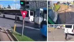 Video | Accident între două tramvaie în București din cauza polițistului care dirija traficul? Cine e vinovat, de fapt