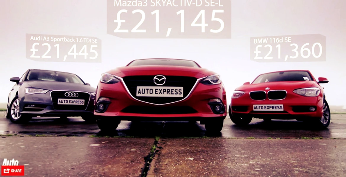 Comparativ turbo-diesel: Mazda 3 vs BMW Seria 1 şi Audi A3