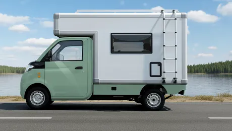 Micro-rulotă electrică „de oraș” cu aproape 3 mp spațiu de locuit. E disponibilă la comandă, dar prețul nu e „micro”