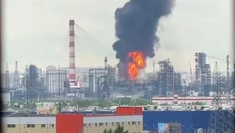 „Benzinăria Moscovei” a fost atacată de Ucraina. Una dintre cele mai mari rafinării din Rusia, în flăcări