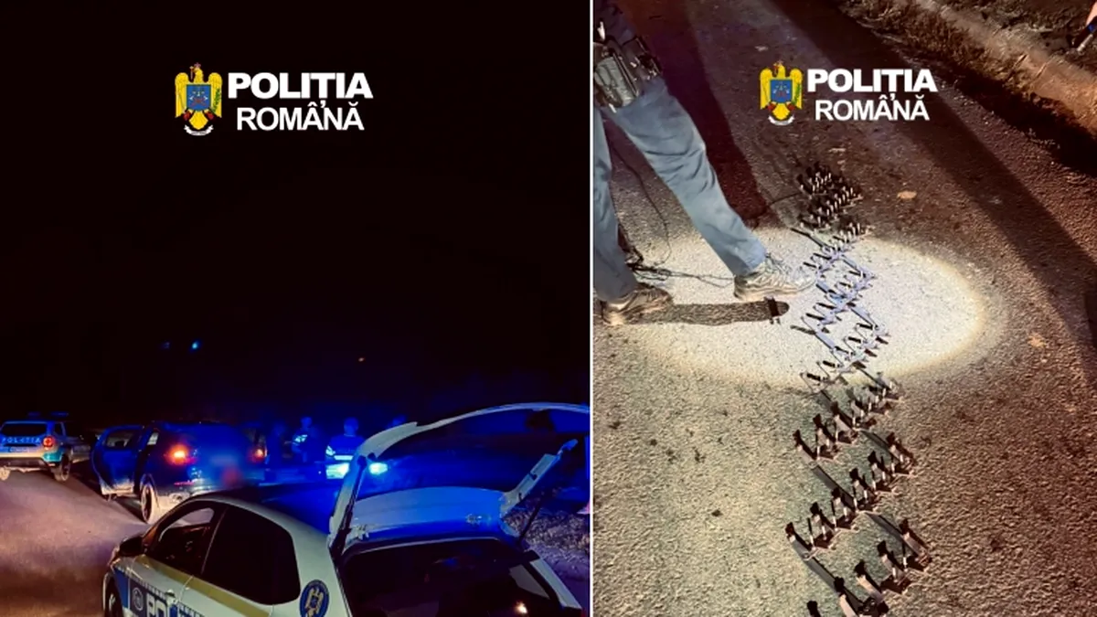 Foto - Polițiștii au folosit un spike-strip pentru oprirea unui șofer care a refuzat controlul