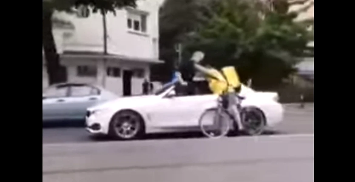 Biciclist bătut de şoferul unui BMW. Ce se poate întâmpla dacă nu te dai din faţa unui bolid – VIDEO