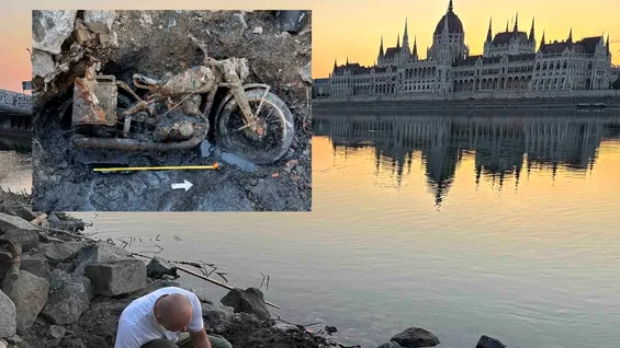 Vestigii din Al Doilea Război Mondial ies la suprafață din Dunăre: o motocicletă DKW, găsită după 80 de ani