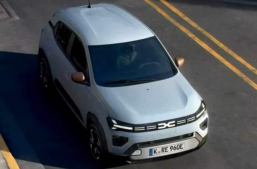 dacia spring fotografiata de sus