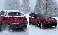 Primul video cu Ferrari Purosangue pe zăpadă