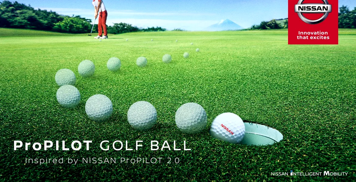 Nissan a inventat mingea de golf care nu ratează niciodată gaura