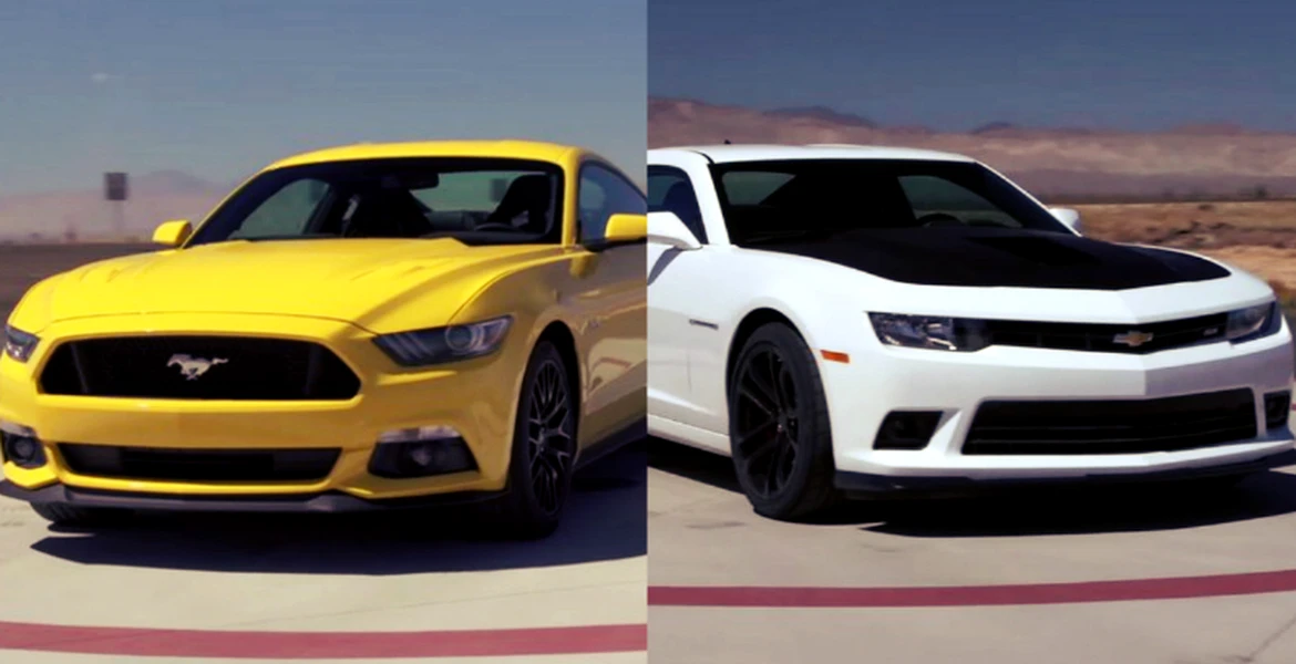 Ford Mustang GT 2015 vs. Chevrolet Camaro SS 2015. Cine câştigă? VIDEO
