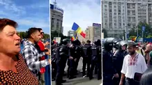 Bătaie în toată regula între ciobani și jandarmi la Victoriei. Protestatarii au ocupat piața și au blocat circulația, jandarmii au intervenit cu gaze și bastoane