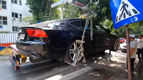 Un Audi A7, parcat mai multe zile pe o trecere de pietoni, a fost ridicat în Sectorul 4