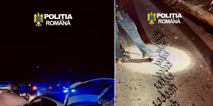 Foto – Polițiștii au folosit un spike-strip pentru oprirea unui șofer care a refuzat controlul
