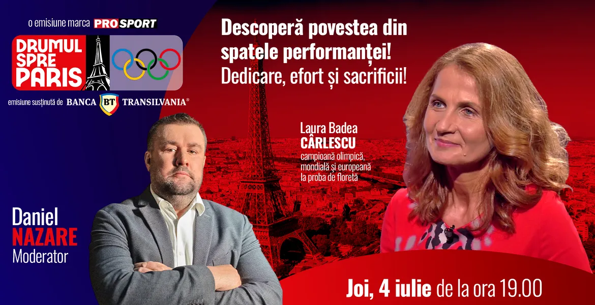 Laura Badea-Cârlescu, campioană olimpică, mondială şi europeană la proba de floretă, invitata emisiunii „Drumul spre Pa” de joi, 4  iulie, de la ora 19:00ris