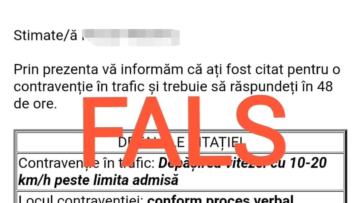 Poliția avertizează asupra unei înșelătorii cu amenzi false de circulație