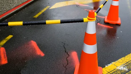 Foto / Carosabil surpat complet pe un soșea din România. Trafic blocat după apariția unui crater pe o arteră principală