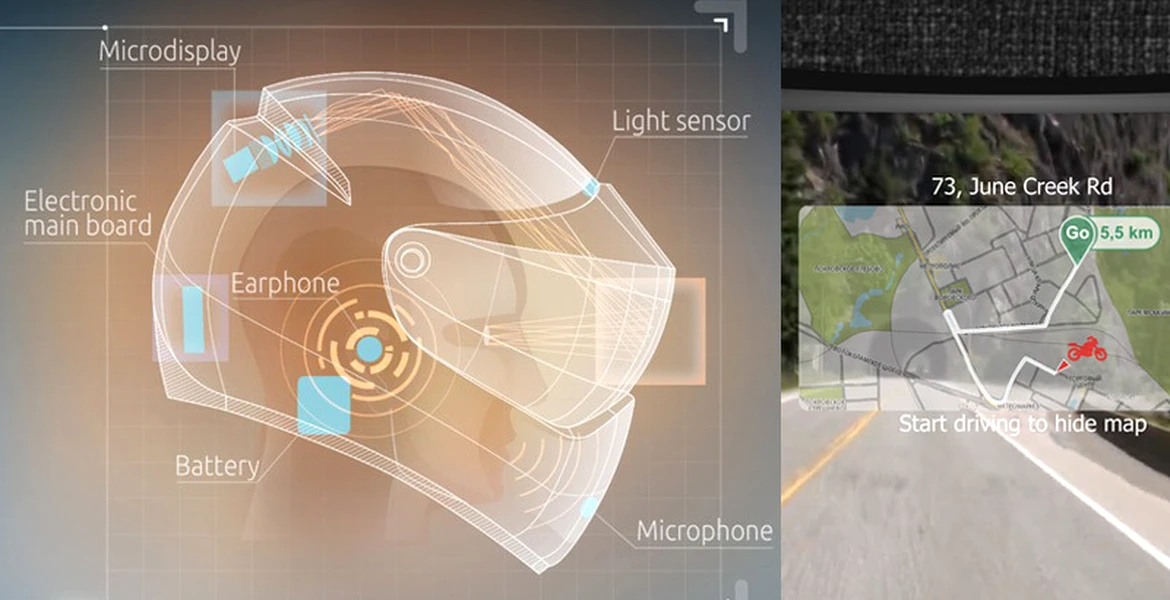 LiveMap este o cască pentru motociclişti cu sistem de navigaţie integrat. VIDEO