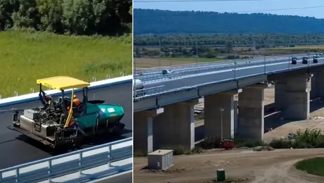 Video – Ultimul strat de asfalt este așternut pe pasajul A7 de la Cleja. Lucrările pe lotul 3 al Autostrăzii A7 se apropie de 90%.
