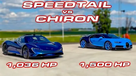 Bugatti Chiron, față în față cu McLaren Speedtail într-o întrecere de 8 milioane de euro (VIDEO)