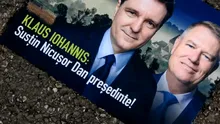 Fluturași cu sloganul „Klaus Iohannis: Susțin Nicușor Dan președinte!” se distribuie în București