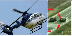 Filmat din elicopter cum face depășiri riscante pe DN6. Ce a pățit acest șofer după ce a fost oprit de polițiști | Video
