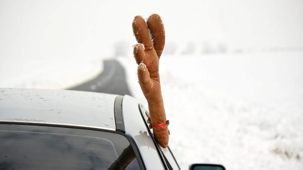 Ce poți păți dacă montezi coarne de ren și nas roșu pe mașină în iarna asta