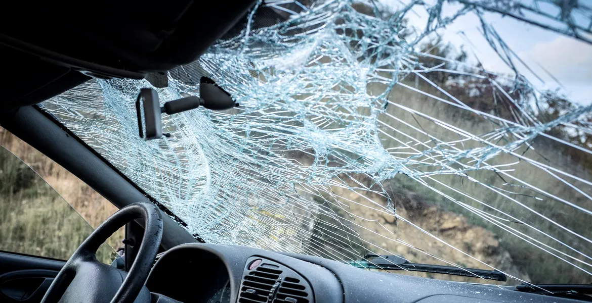 Sperietură teribilă pentru două persoane aflate într-o mașină. Nu le-a venit să creadă ce a căzut pe mașină – VIDEO