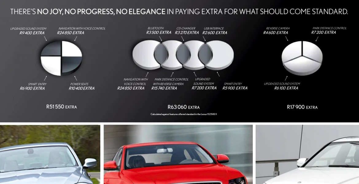 Lexus ironizează BMW, Audi şi Mercedes