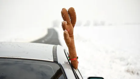Ce poți păți dacă montezi coarne de ren și nas roșu pe mașină în iarna asta