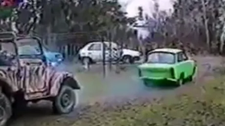 VIDEO. Ce se întâmplă când un Trabant încearcă să tracteze un Jeep