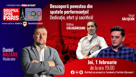 Scrimera Mălina Călugăreanu și antrenorul Virgil Sălișcan sunt invitații emisiunii ,,Drumul spre Paris’’ de joi, 1 februarie, de la ora 19:00