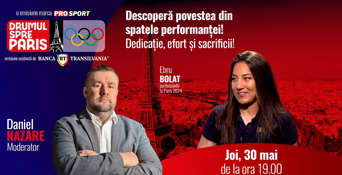 Ebru Bolat, invitata emisiunii „Drumul spre Paris” de joi, 30 mai, de la ora 19:00