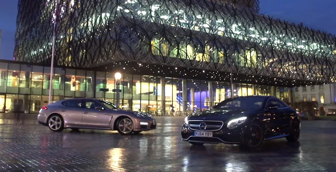 Duel de lux: Mercedes S63 AMG Coupe vs Porsche Panamera Turbo.VIDEO