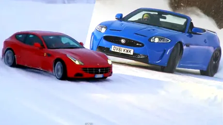 VIDEO: Care crezi că este cel mai tare pe zăpadă, dintre Ferrari şi Jaguar?