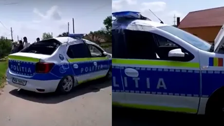 O autospecială de poliție a fost implicată într-un accident rutier - VIDEO