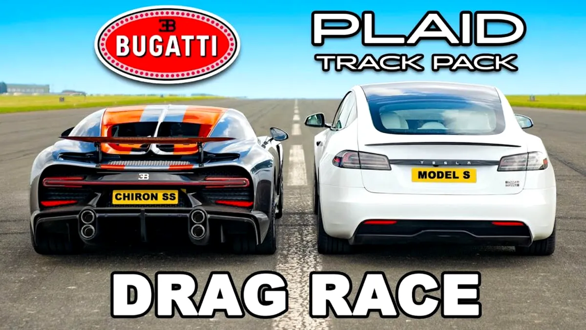 Tesla Model S Plaid VS Bugatti Chiron Super Sport. Poate sedanul electric să învingă hypercar-ul cu motor W16? - VIDEO