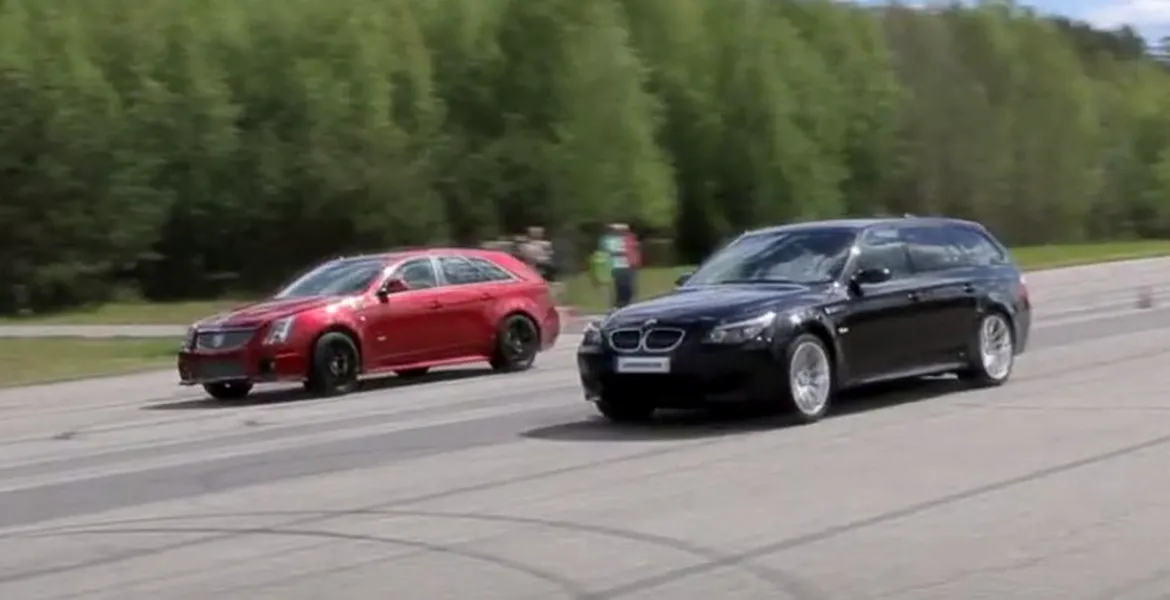 VIDEO: Bătălia breakurilor cu peste 500 CP – BMW M5 vs. Cadillac CTS-V