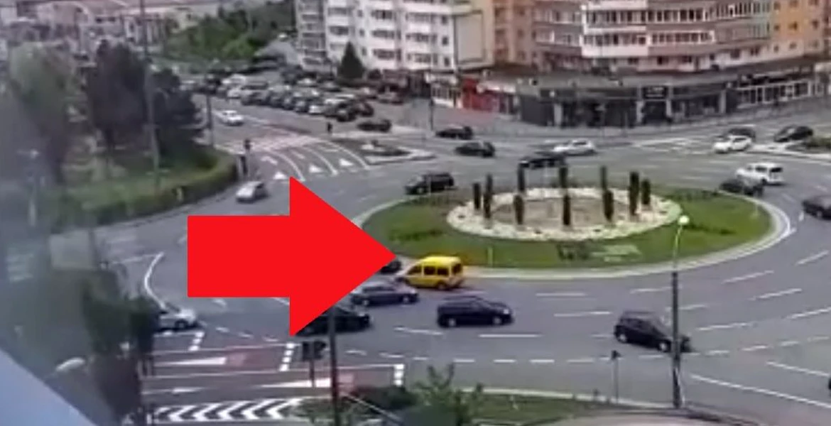 Manevra ciudată a unui şofer într-un giratoriu din Braşov – VIDEO