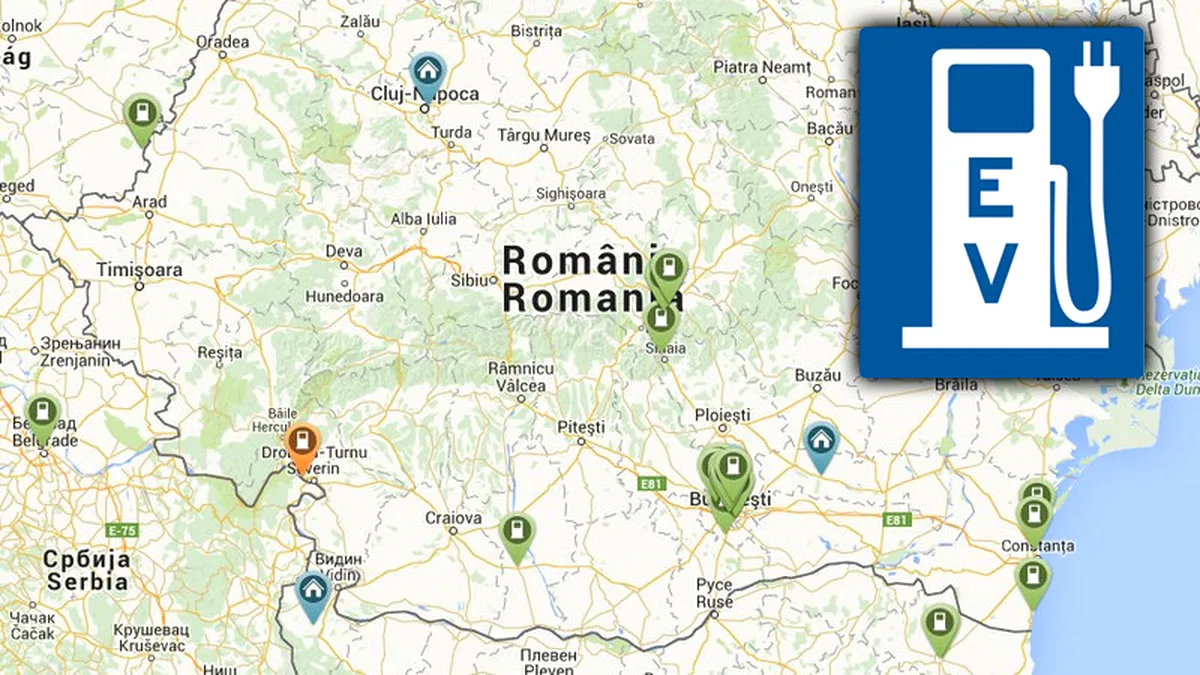 HARTA punctelor de încărcare pentru maşini electrice din România
