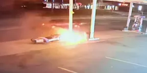 Incendiu la o benzinărie în urma unui burnout executat greșit (VIDEO)