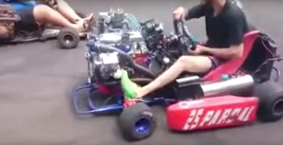 Brazilianul nebun care a montat un motor turbo cu 4 cilindri pe un kart – VIDEO
