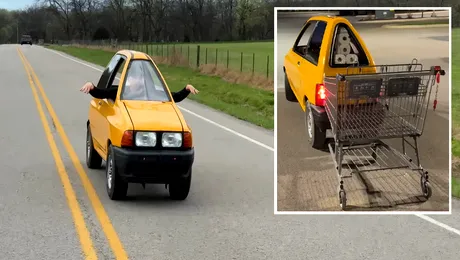 Video | A construit cea mai subțire mașină din lume și internetul a explodat. Acest Ford e mai mic decât un cărucior de cumpărături