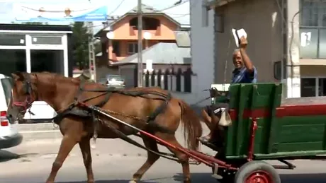 Singurul taxi-căruță din Uniunea Europeană circulă la 40 de km de București