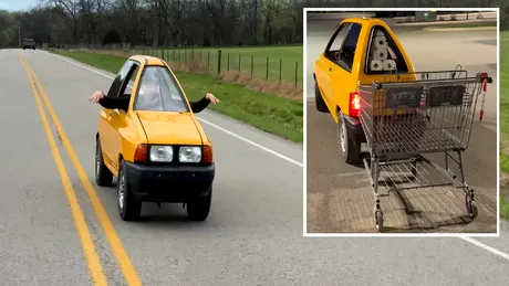 Video | A construit cea mai subțire mașină din lume și internetul a explodat. Acest Ford e mai mic decât un cărucior de cumpărături