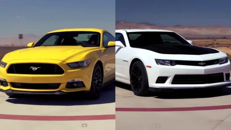 Ford Mustang GT 2015 vs. Chevrolet Camaro SS 2015. Cine câştigă? VIDEO