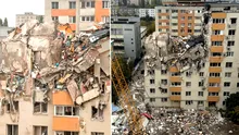 Noi imagini de la demolarea controlată a blocului care a explodat în Rahova. Ce s-a întâmplat în această dimineață