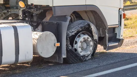 Mercedes-Benz GLE Coupe, declarat daună totală după ce anvelopa unui camion a explodat lângă el. VIDEO