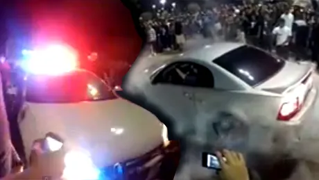 VIDEO: Burnout riscant, întrerupt de poliţie